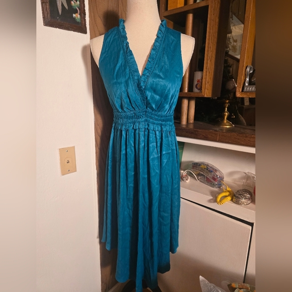 Anthropologie Maeve La Habana Elegant Teal Sleeveless Dress Small